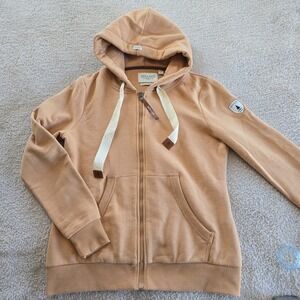 Wanakome Beige Flat Drawstrings Full-zip Hoodie NWOT Outdoor Nature  Women's L